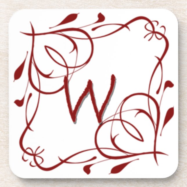 Love Letters "W"  Beverage Coaster (Front)