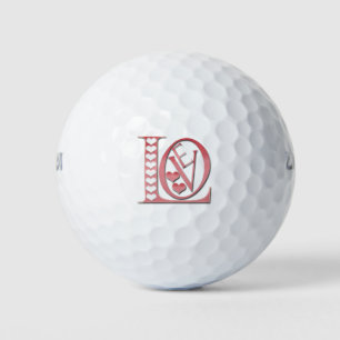 Love Letters With Hearts by Shirley Taylor Golf Balls