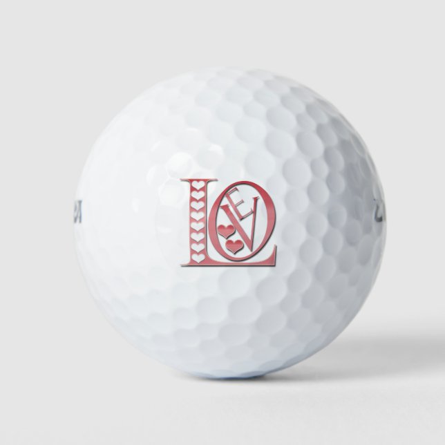 Love Letters With Hearts by Shirley Taylor Golf Balls (Front)