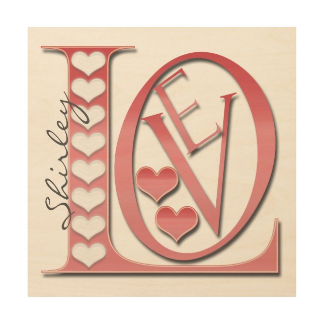 Love Letters With Hearts by Shirley Taylor Wood Wall Art (Front)