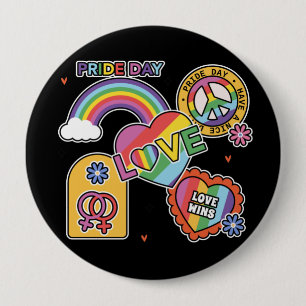 Love. LGBT+Pride. Pride day. Rainbow love. Button