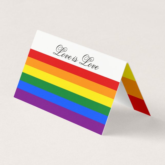 Love LGBT Rainbow Flag Gay Pride Stripes Business Card (Back)
