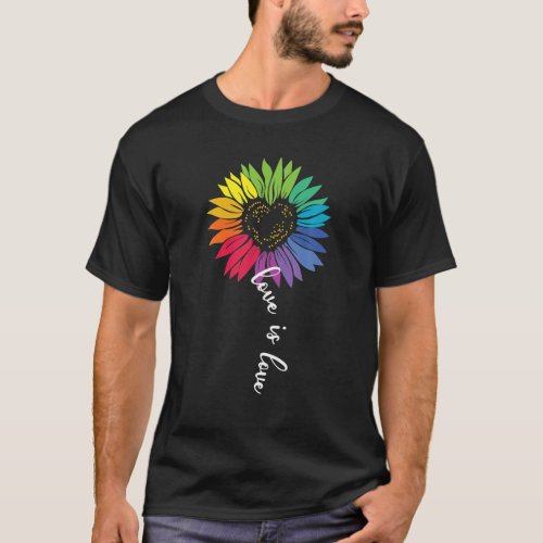 Love LGBTQ Pride Sunflower Rainbow Graphic Parade T_Shirt