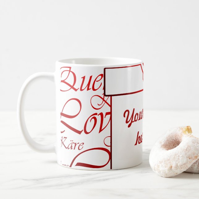 Love,liebe,kara,cher,käre,querido,text,rose, Coffee Mug (With Donut)
