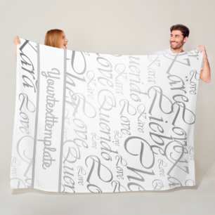 Love,liebe,kara,cher,käre,querido,text,rose,festiv Fleece Blanket