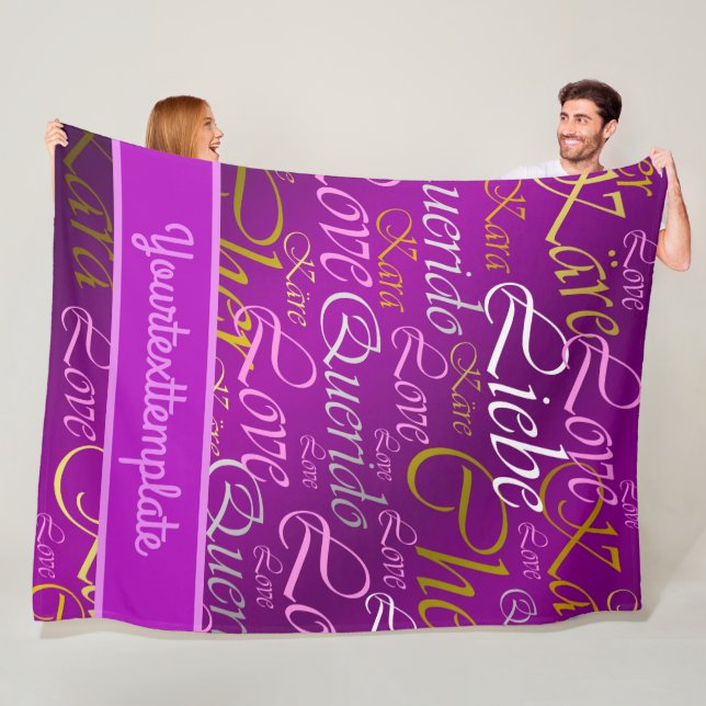 Love,liebe,kara,cher,käre,querido,text,rose,festiv Fleece Blanket (In Situ)