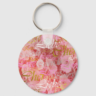 Love,liebe,kara,cher,käre,querido,text,rose,festiv Keychain