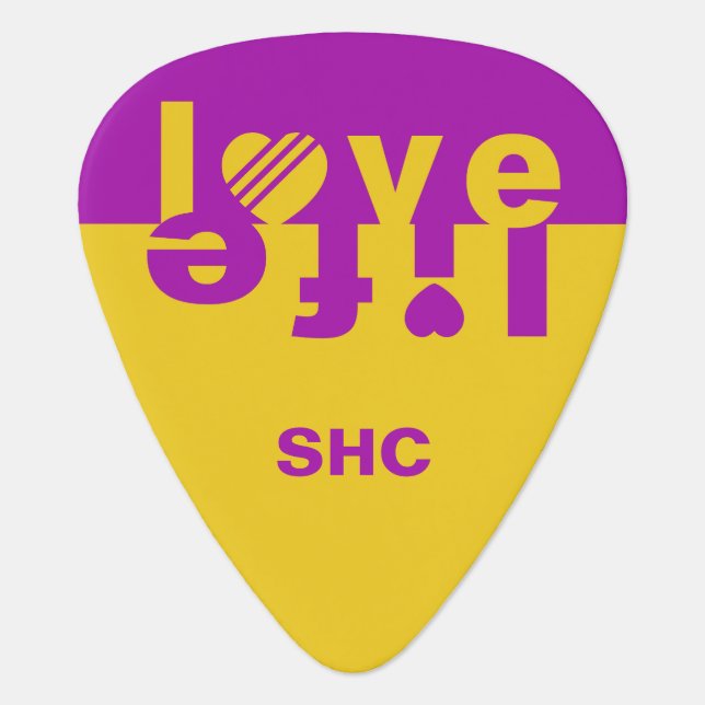 Love / Life custom monogram guitar pick (Front)