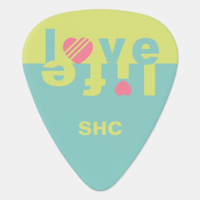 Love / Life custom monogram guitar pick (Front)