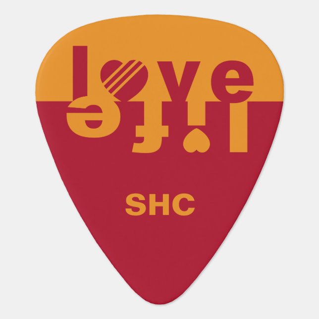 Love / Life custom monogram guitar pick (Front)