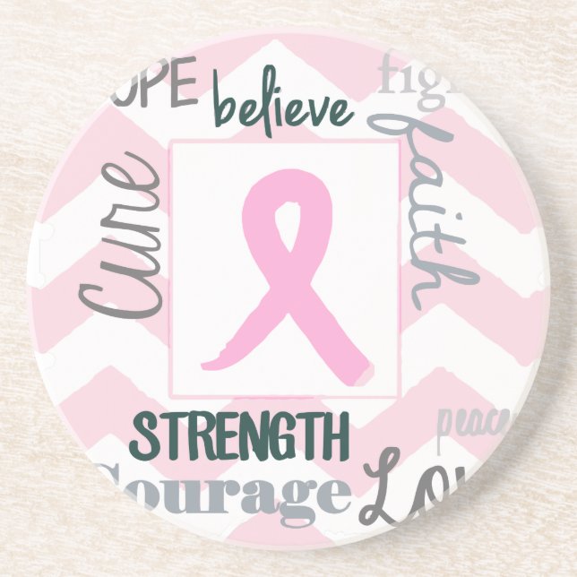 Love Life Hope Breast Cancer Drink Coaster (Front)