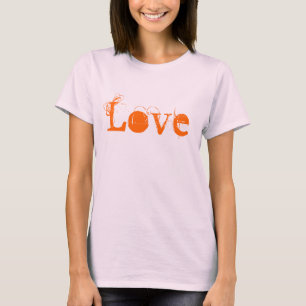 Love Life In White And Orange T-Shirt