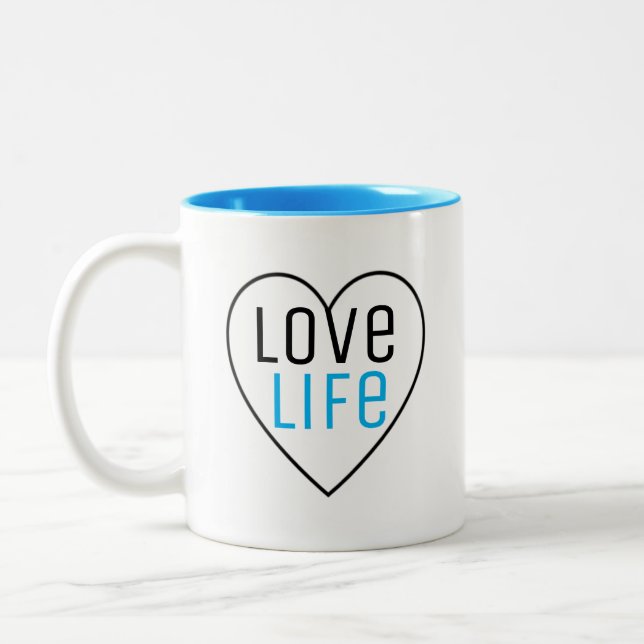 Love Life With Heart Shape Two-Tone Coffee Mug (Left)