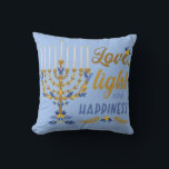 Love, Light and Happiness Hanukkah Throw Pillow<br><div class="desc">Love,  Light and Happiness Menorah Hanukkah Throw Pillow</div>