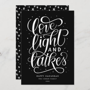 Love Light and Latkes on Black Hanukkah Holiday Card