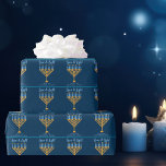 Love & Light Blue Gold Menorah Hanukkah Party Wrapping Paper<br><div class="desc">Cute custom Love and Light Hanukkah wrapping paper for a Jewish family having a Chanukah party with a synagogue. Personalize with your own last name or group information in blue under the pretty blue and gold menorah.</div>