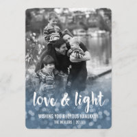 Love & Light Bokeh Hanukkah Photo Card