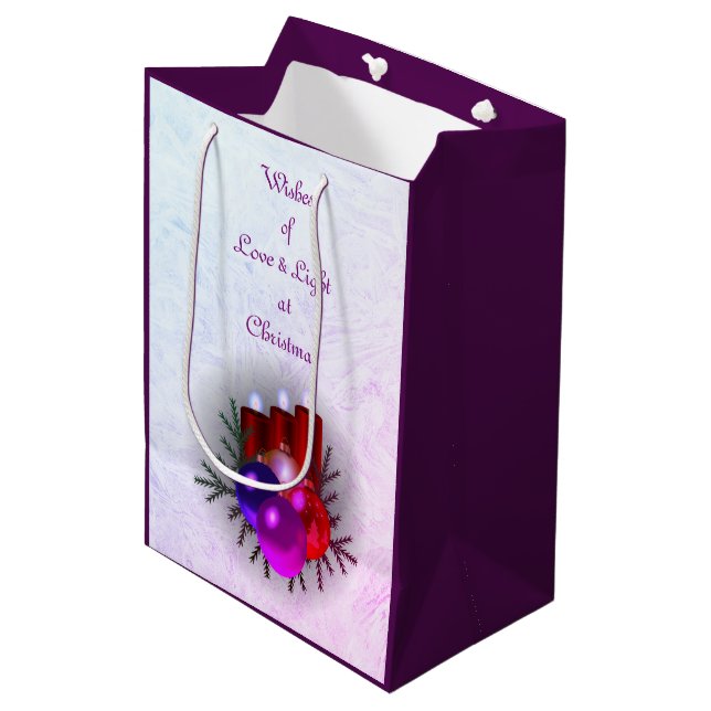 Love & Light Christmas Medium Gift Bag (Front Angled)