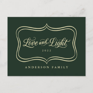 Love & Light Classic Gold Frame Holiday Postcard