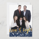 Love & Light | Faux Foil Lovely Hanukkah Photo Holiday Card<br><div class="desc">A cute Hanukkah design,  features a good bokeh lights with the text love & light in a metallic faux foil gold texture. 

PLEASE NOTE 
______________________________________________________________
The gold foil is not real foil,  is a digital effect. 
______________________________________________________________</div>