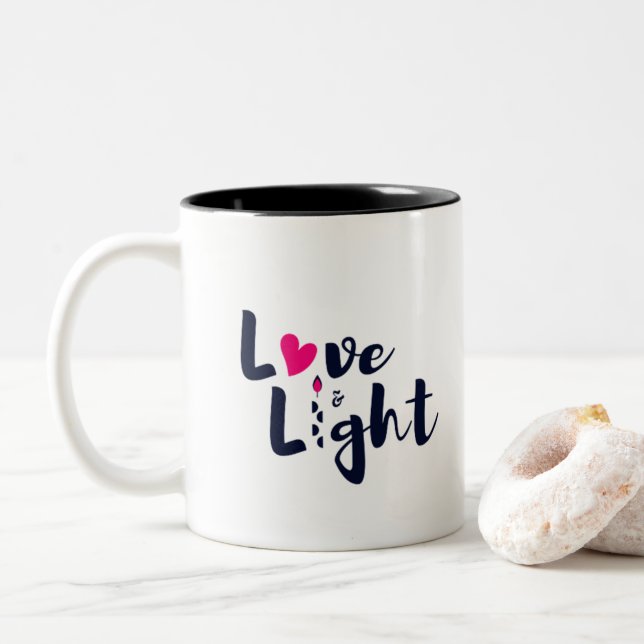 LOVE & LIGHT-HANUKKAH Two-Tone COFFEE MUG (With Donut)