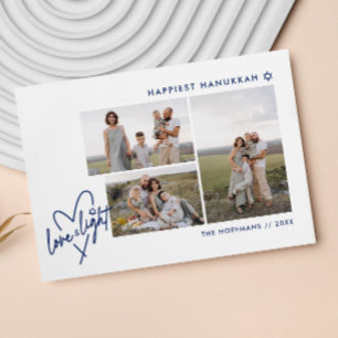 Love & Light Heart Hanukkah 3 Photo Card
