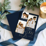 Love Light Joy Star David Hanukkah Photo Collage Holiday Card<br><div class="desc">Elegant Hanukkah three photo collage card featuring an elegant typography design "Love Joy Light" in faux gold. Sparkling gold stars create the star of David. Artwork by Moodthology Papery.</div>
