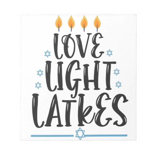Love Light Latkes Funny Hanukkah Jewish Holiday Notepad