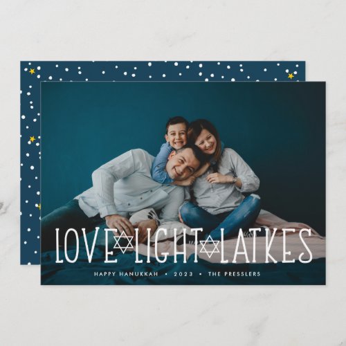 Love Light  Latkes  Hanukkah Photo Card