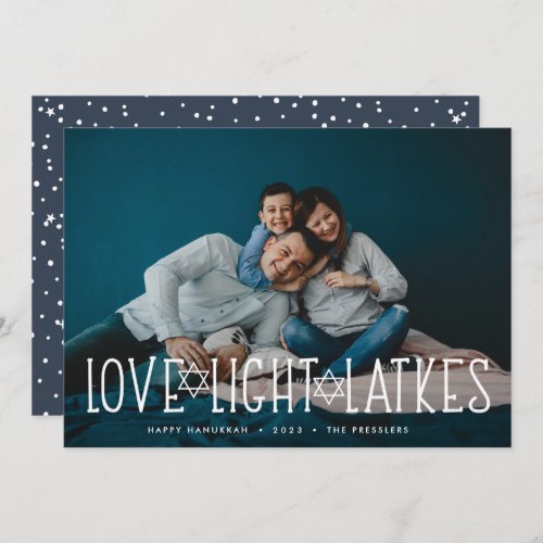 Love Light  Latkes  Hanukkah Photo Holiday Card
