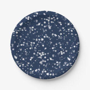 Love & Light Lovely Navy Blue Bokeh Hanukkah Paper Plates