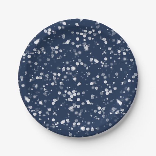 Love  Light   Lovely Navy Blue Bokeh Hanukkah Paper Plates