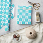 Love & Light | Modern Hanukkah Menorah Wrapping Paper<br><div class="desc">Wrap your Hanukkah gifts in style with this beautiful checkered wrapping paper! Design features alternating bright turquoise and white squares with turquoise menorah illustrations and "Love and Light" in modern white block lettering.</div>