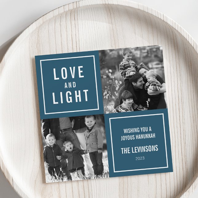 Love & Light Modern Hanukkah Photo Holiday Card (Creator Uploaded)