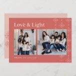 Love & Light | Modern Snowflakes Hanukkah Holiday Card<br><div class="desc">A modern and festive design for your holiday greetings featuring two photos aligned side by side, on an on-trend desert terracotta background adorned with snowflake garlands along the right side. "Love & Light" appears across the top in retro lettering, with your family name and the year along the bottom. A...</div>