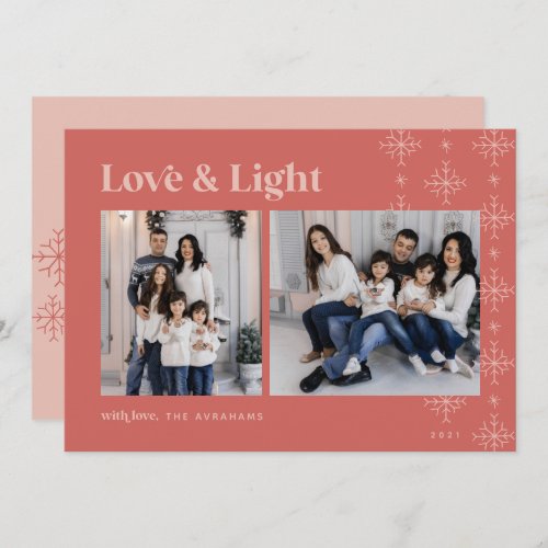 Love  Light  Modern Snowflakes Hanukkah Holiday Card