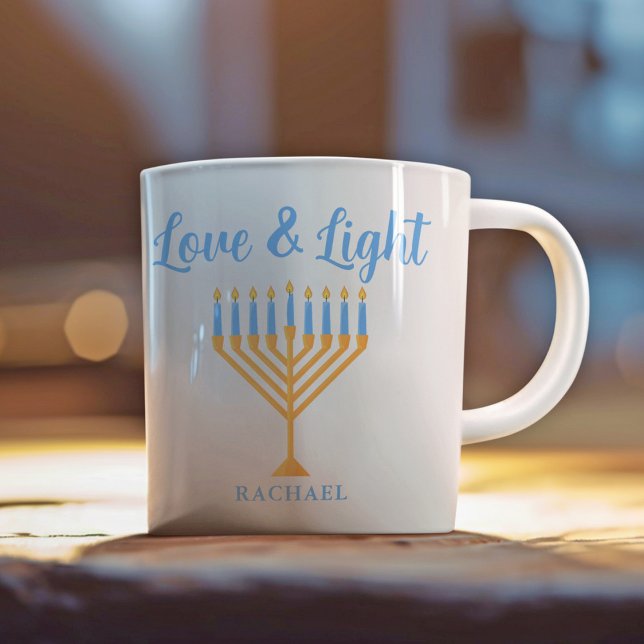 Love & Light Personalized Hanukkah Menorah Gift Coffee Mug (Creator Uploaded)