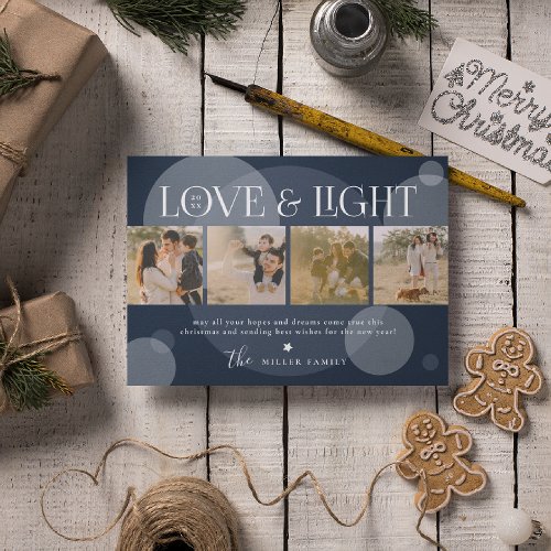Love  Light Photo Collage Christmas Holiday Card