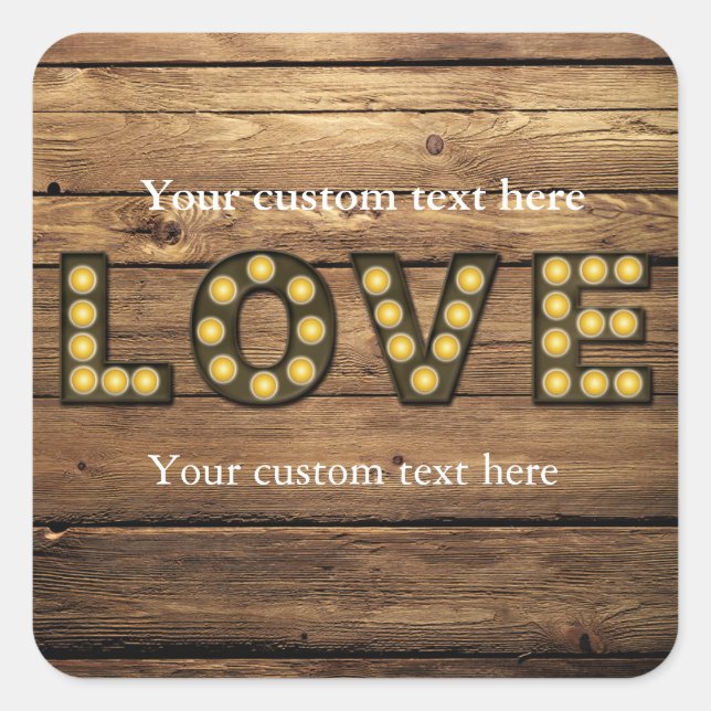 LOVE Lighted Letters Rustic Country Sticker Favor (Front)