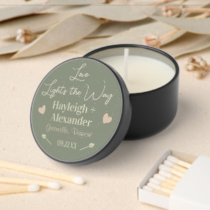 Love Lights the Way Sage Green Wedding Names Mini Candle Favors