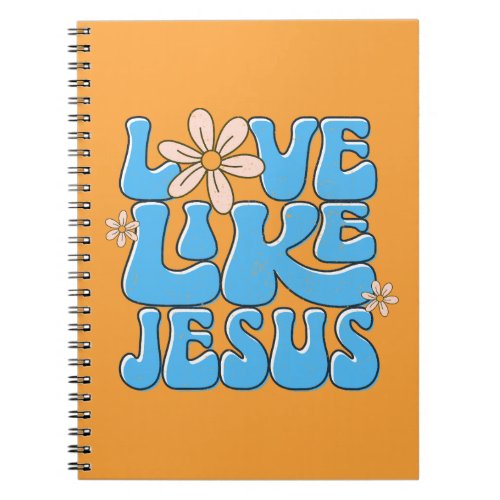 Love Like Jesus Blue Retro Daisy Cute Christian Notebook