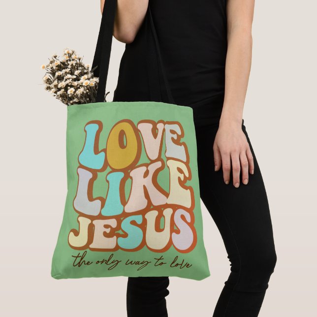Love Like Jesus Christian Tote Bag (Close Up)