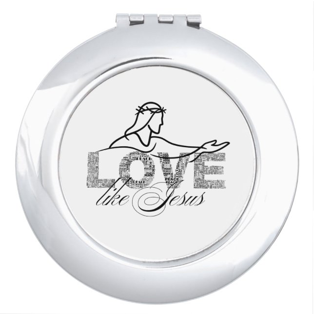 Love Like Jesus Christian Typography Design Compact Mirror (Front)