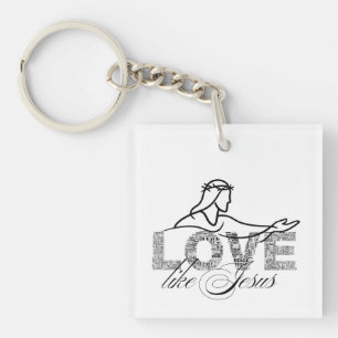 Love Like Jesus Christian Typography Design Keychain