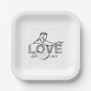 Love Like Jesus Christian Typography Design Paper Plates