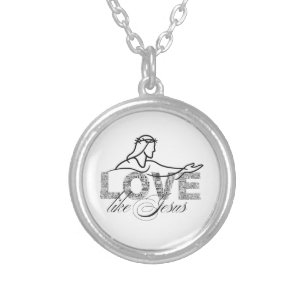 Love Like Jesus Christian Typography Design Silver Plated Necklace