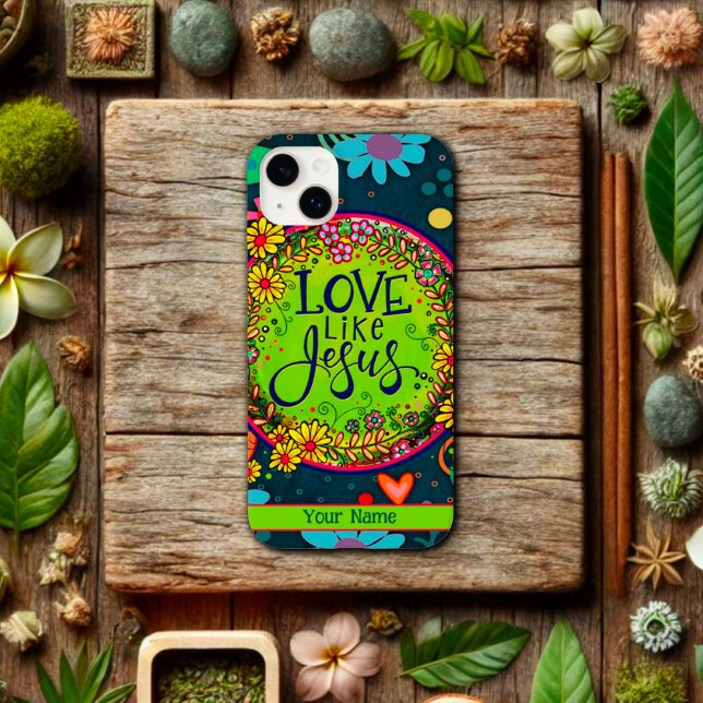 Love like Jesus Floral Personalized Fun Whimsy Case-Mate iPhone Case (Creator Uploaded)