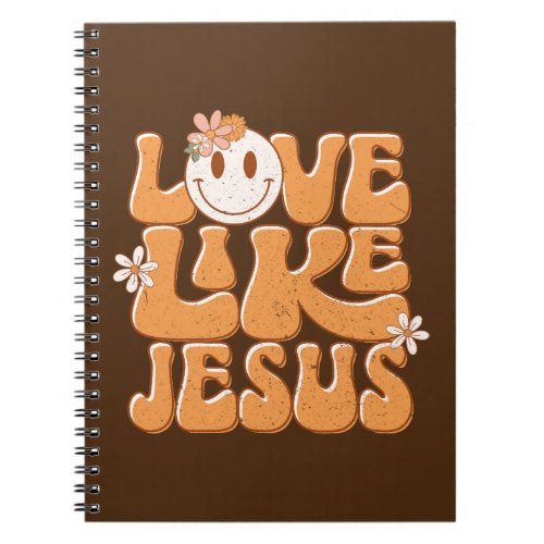 Love Like Jesus Orange Retro Happy Face Christian Notebook