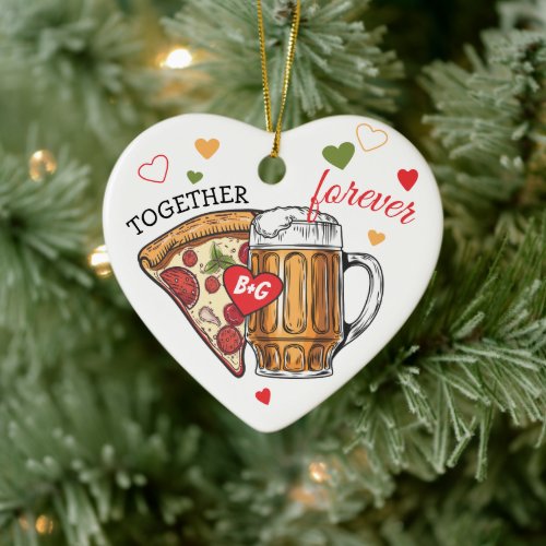 Love like pizza and beer marriage couples ceramic ornament