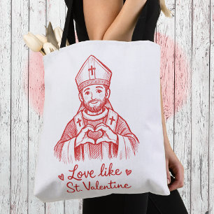 Love Like St Valentine Catholic Saint Illustration Tote Bag